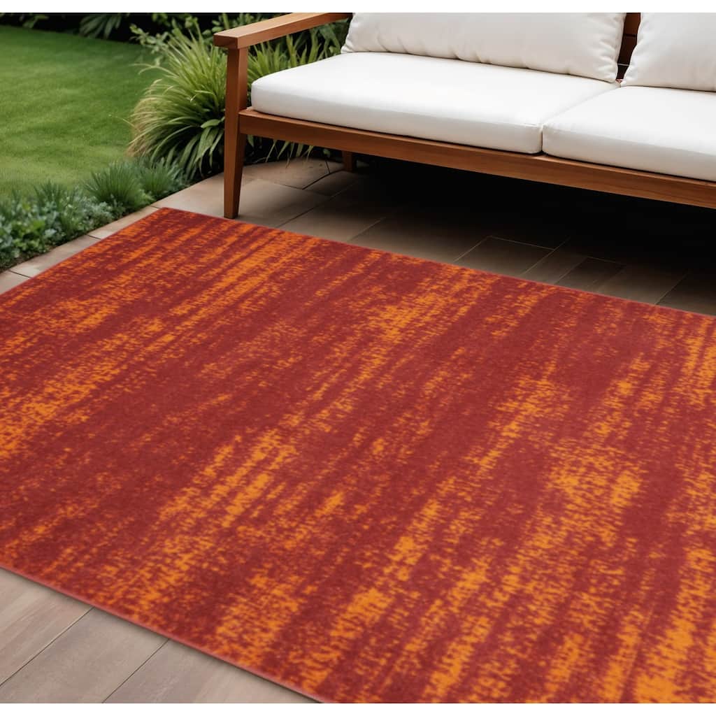HomeRoots Abstract Contemporary Rectangle Outdoor Rug - 6' X 9'