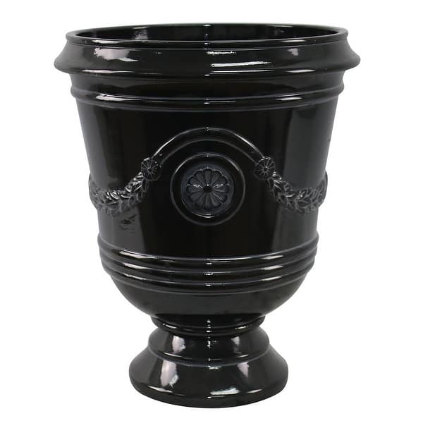 slide 17 of 26, Southern Patio Porter Resin Urn Planter Black