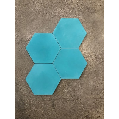 Handmade Menara Solid Teal Tile, Pack of 12 (Morocco)