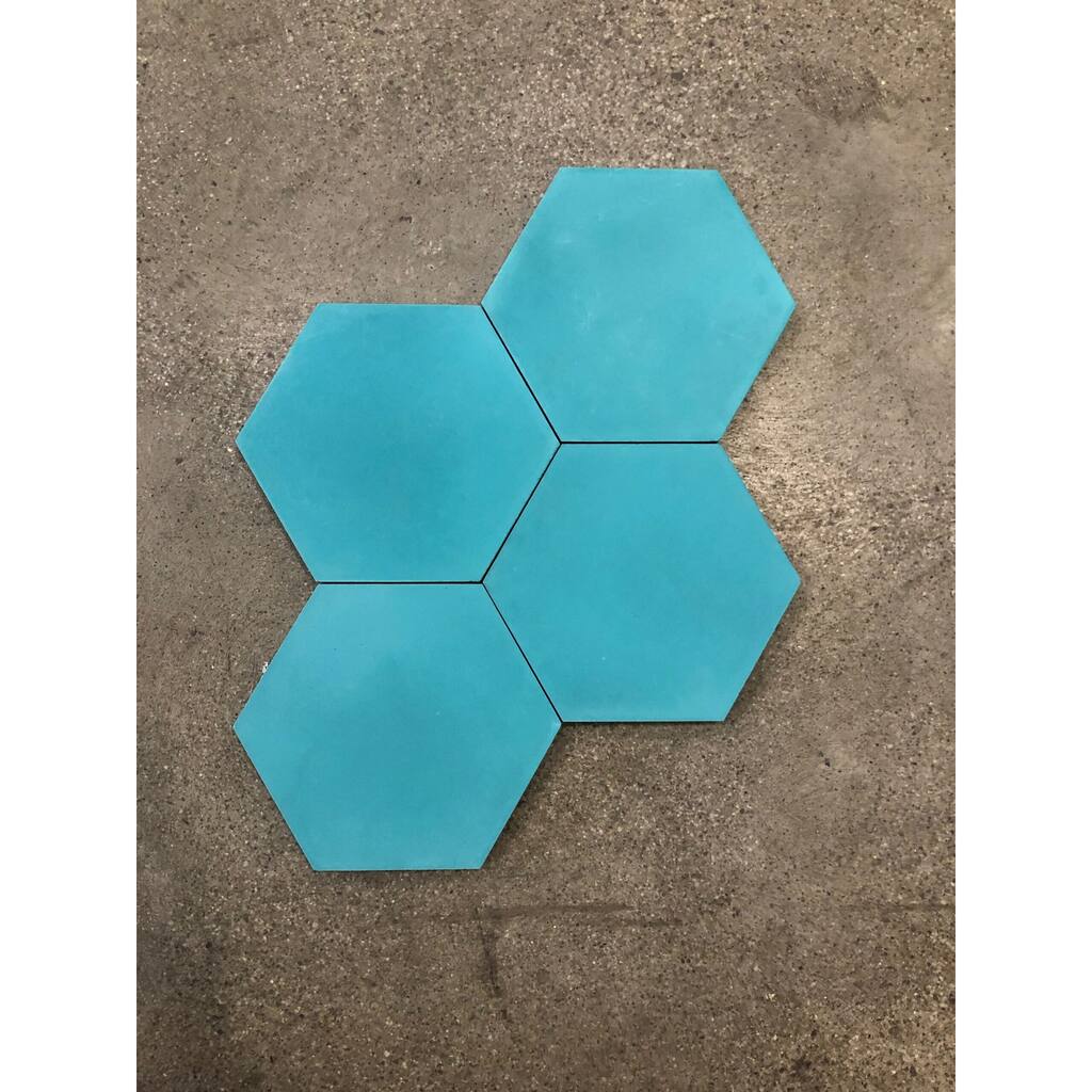Handmade Menara Solid Teal Tile, Pack of 12 (Morocco)