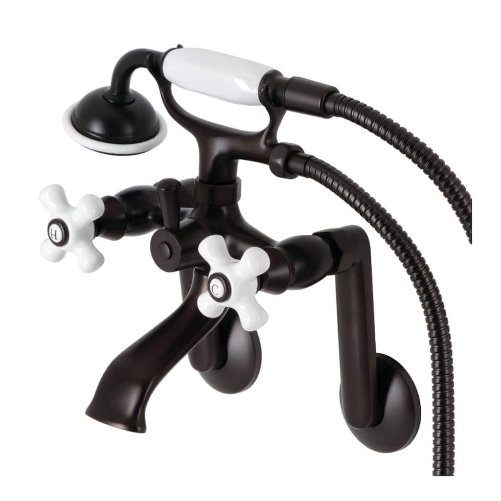 Kingston Brass Tub Wall Mount Clawfoot Tub Faucet with Hand Shower