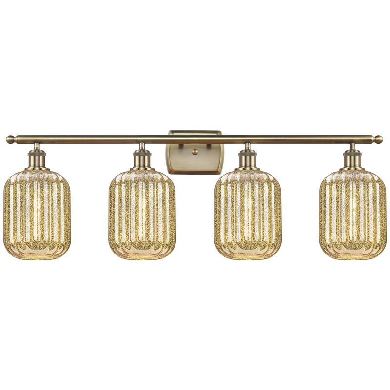 Innovations Lighting Endless Possibilities Ballston - Preston - 4 Light 37" Jar Shade Bath Vanity Light - Mercury/Antique Brass