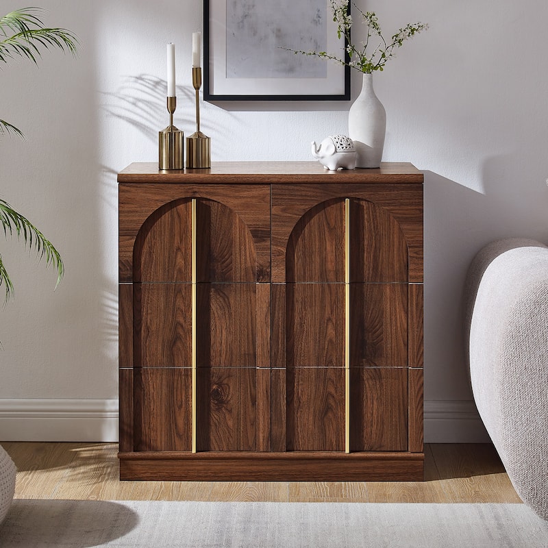 Buffet Cabinet with Arched Doors, Wood Sideboard with Adjustable Shelf