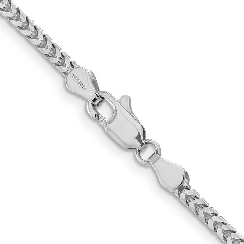 Curata 14k White Gold Solid 2.5mm Franco Chain Bracelet Lobster Claw