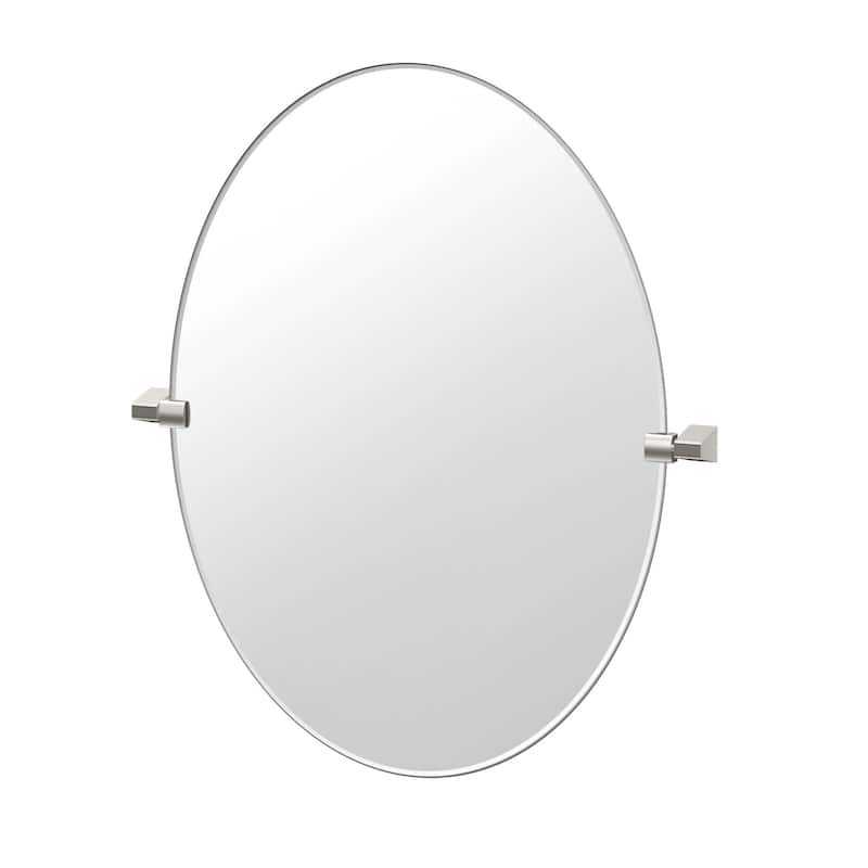 Gatco 5659LG A-Line 32" x 27-1/8" Contemporary Oval Frameless Bathroom - Satin Nickel