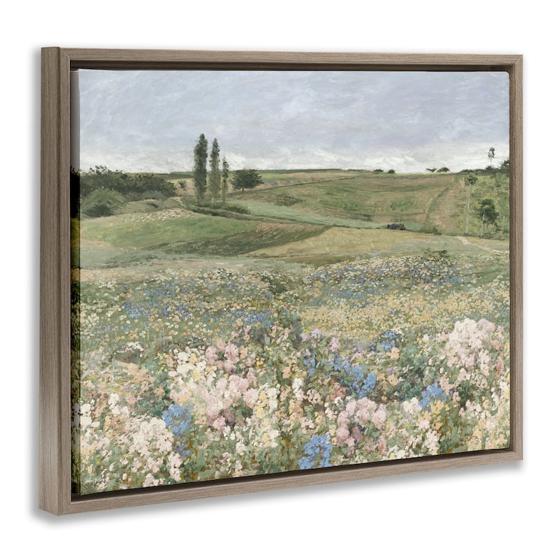 Stupell Charming Pastoral Meadow View Framed Floater Canvas Wall Art Design By Amber Sterling