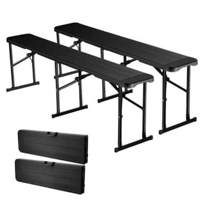 2-Piece 6 Feet HDPE Panel Foldable Bench with Lightweight Sturdy Steel Legs for Weddings or Parties - 71.8" x 11" x 16.9"