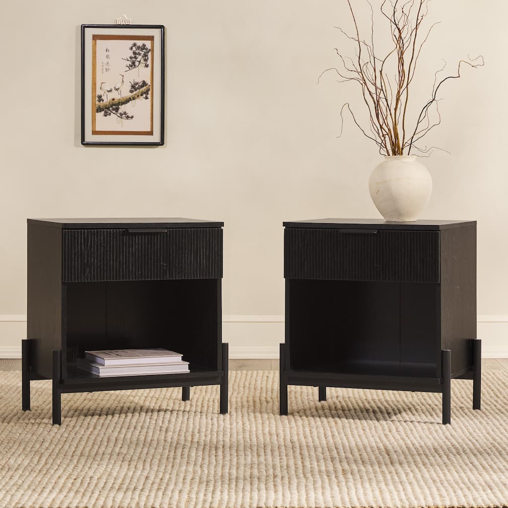 Walker Edison Modern Fluted-Drawer Nightstand (Set of 2)