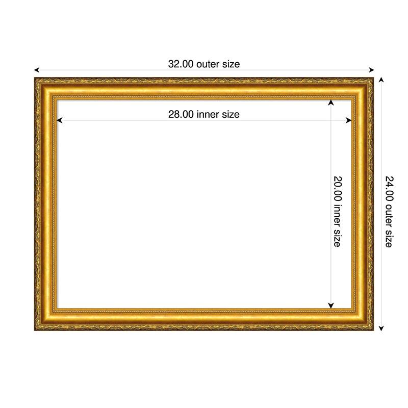 Amanti Art Colonial Embossed Gold Framed Dry Erase Magnetic Board - 32 x 24 in