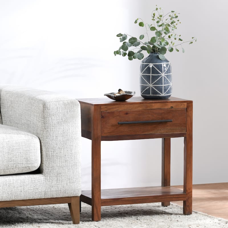 Wren One-Drawer End Table in Natural Brown by Kosas Home - 22Wx13Dx24H - 22Wx13Dx24H - Natural Brown - Wood