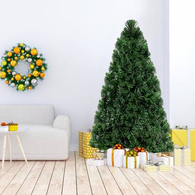 Gymax Pre-Lit Fiber Optic 5' Artificial Christmas Tree PVC Tips Metal