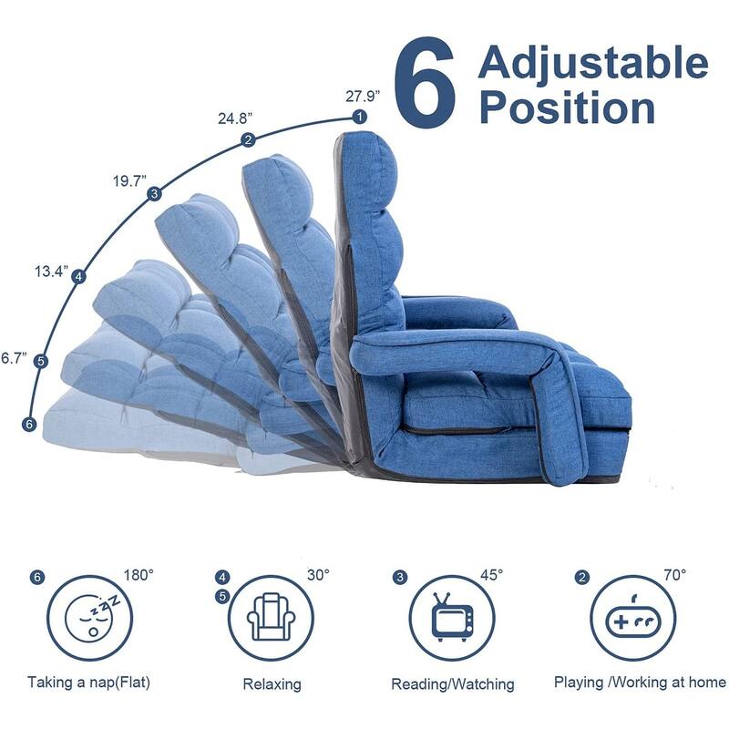 Adjustable 6-Position Floor Chair Folding Lazy Gaming Sofa,Indoor Chaise Lounge Sofa