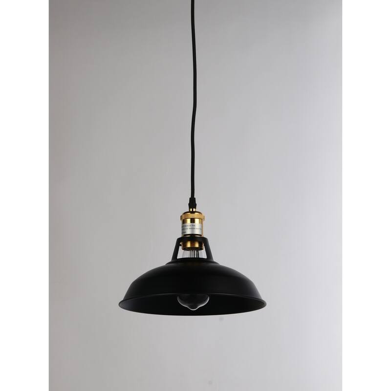 Modern Pendant Light - 1-Light Retro Design, Black Finish, 8.5"H x 10.5"D - 8.5