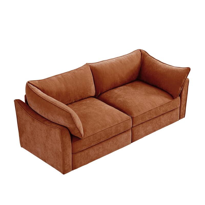 GDFStudio - Chenille 2-Seater 78.7" Sofa with Pull-Out Storage and Crescent Arms
