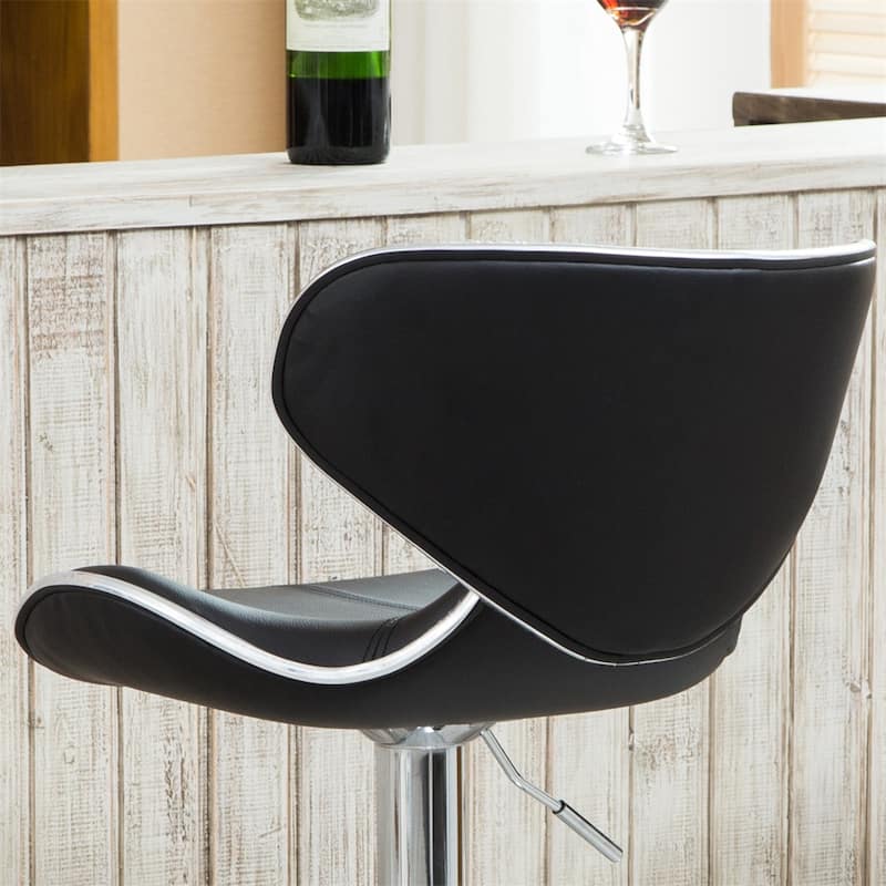 Upholstery Adjustable Swivel Barstool w/ Chrome Base (Set of 2)