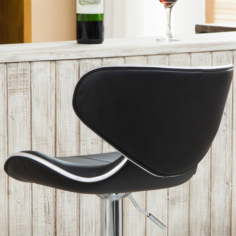Upholstery Airlift Adjustable Swivel Barstool w/ Chrome Base, Set of 2