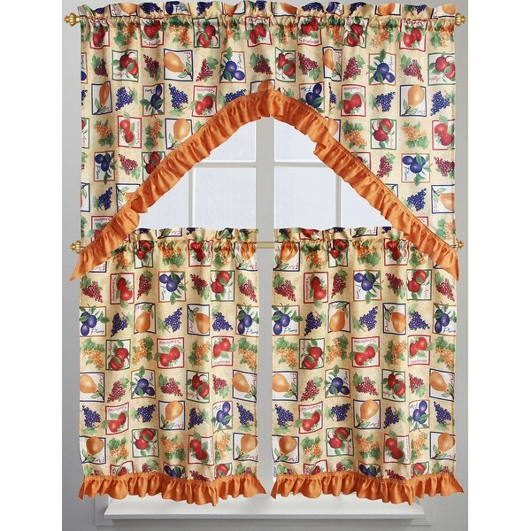 Shop Fruit Box 3 Piece Kitchen Curtain Set Orange