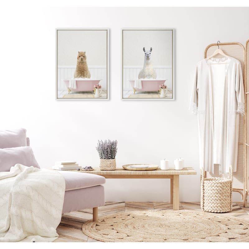 Kate and Laurel Sylvie Animal Rose Bath Framed Canvas by Amy Peterson