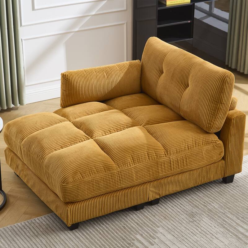 Sleeper Sofa Couch Bed,Oversized Chaise Lounge Chair Cozy Cloud Couch - Mustard yellow