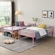 preview thumbnail 1 of 9, Industrial Minimalist Modern Style Twin Over Twin Metal Bunk Bed Pink