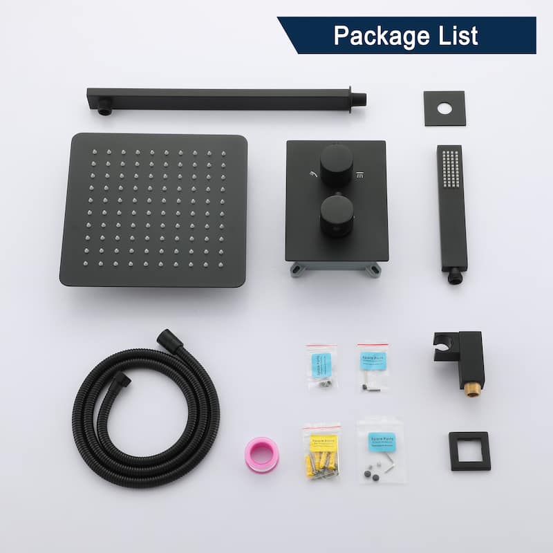 12" Wall Mounted Rain Shower Head Systems with Hand Shower