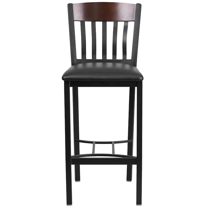 2 Pk. Eclipse Series Vertical Back Metal and Wood Restaurant Barstool - 17"W x 23"D x 42.75"H - 17"W x 23"D x 42.75"H