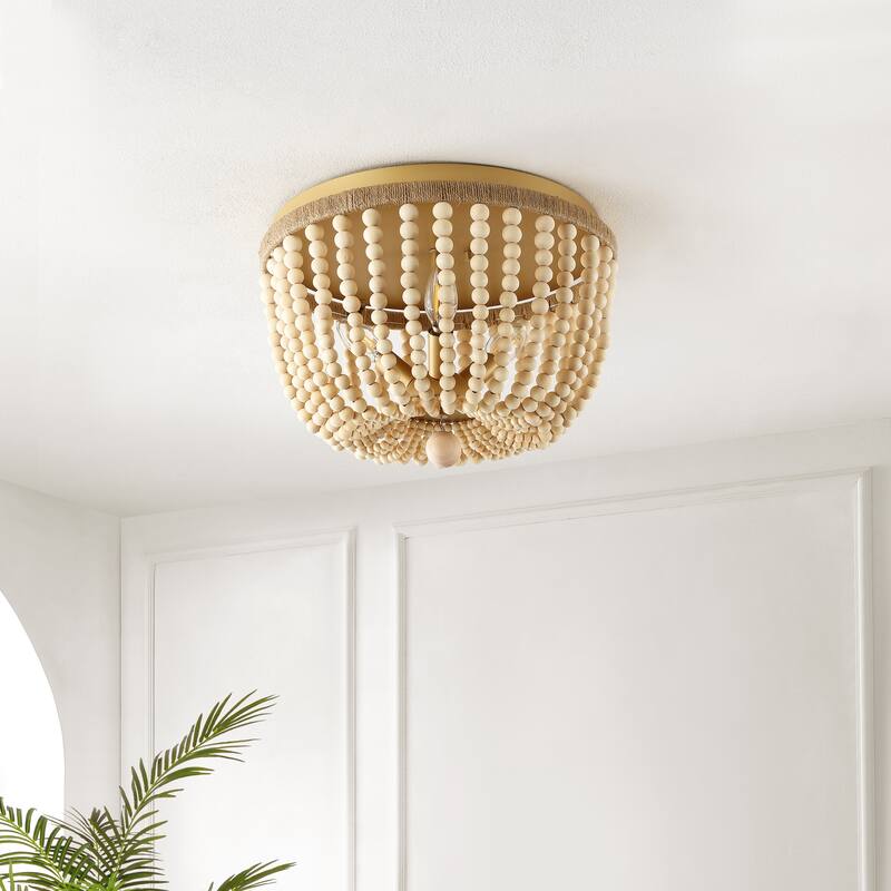 SAFAVIEH Lighting Alodia Chandelier - White Wash/Rope - 15"W x 15"D x 11"H