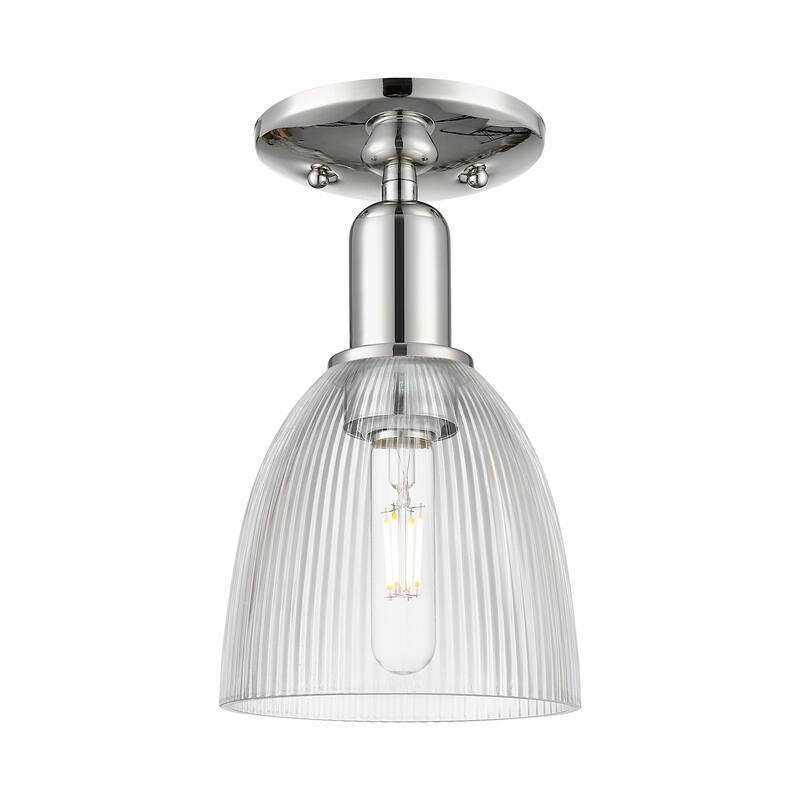 Innovations Lighting 716-1C-11-6 Castile Semi-Flush Castile 6" Wide - Polished Nickel / Clear