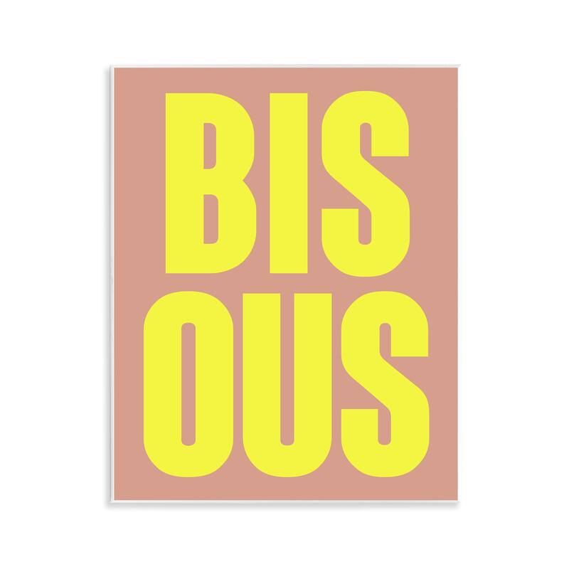 Stupell Bisous Kiss Typography Wall Plaque Art Design By House of Lulu - 11 x 14