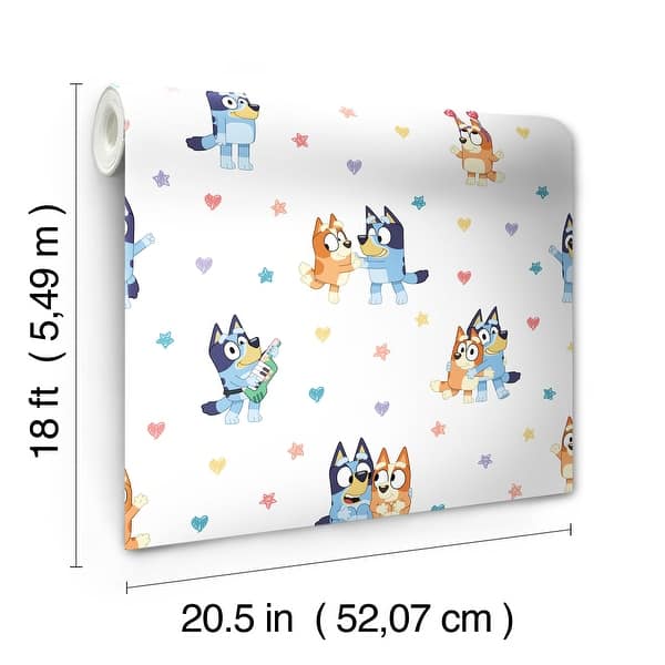Bluey and Bingo Hearts Multicolor Peel and Stick Wallpaper