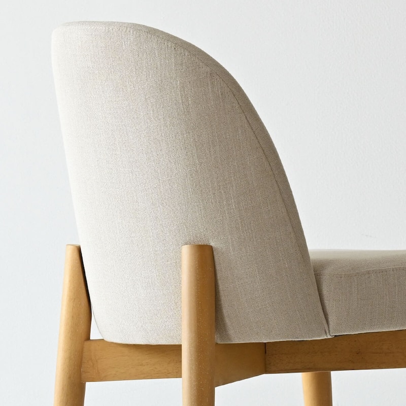 Modern Linen-Blend Parsons Dining Chairs with Solid Wood Legs