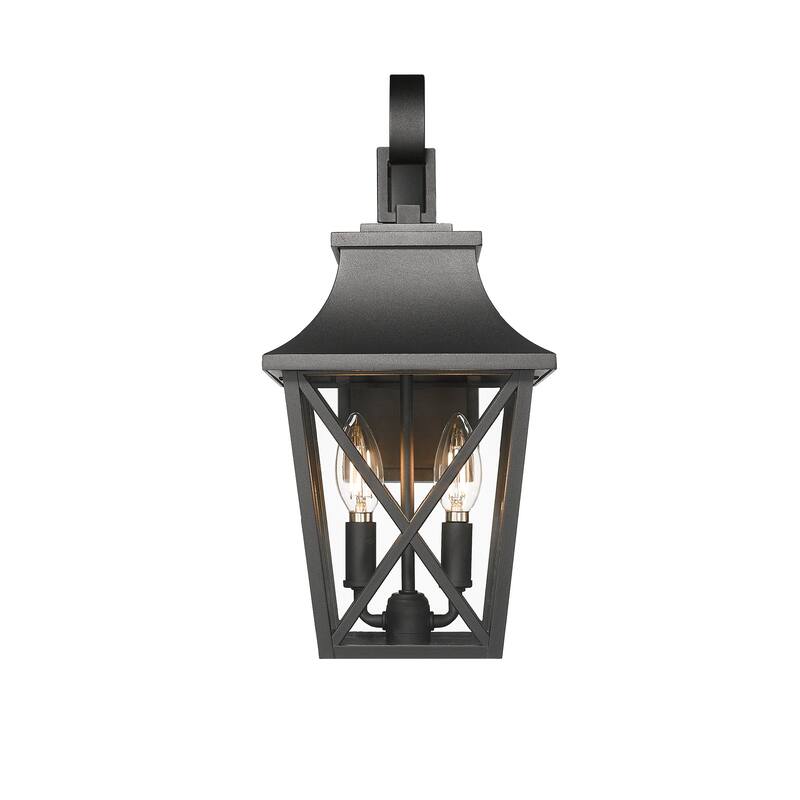 Anmytek Black Outdoor Wall Lantern 2-Light Waterproof Modern Exterior Wall Sconce 2 Pack