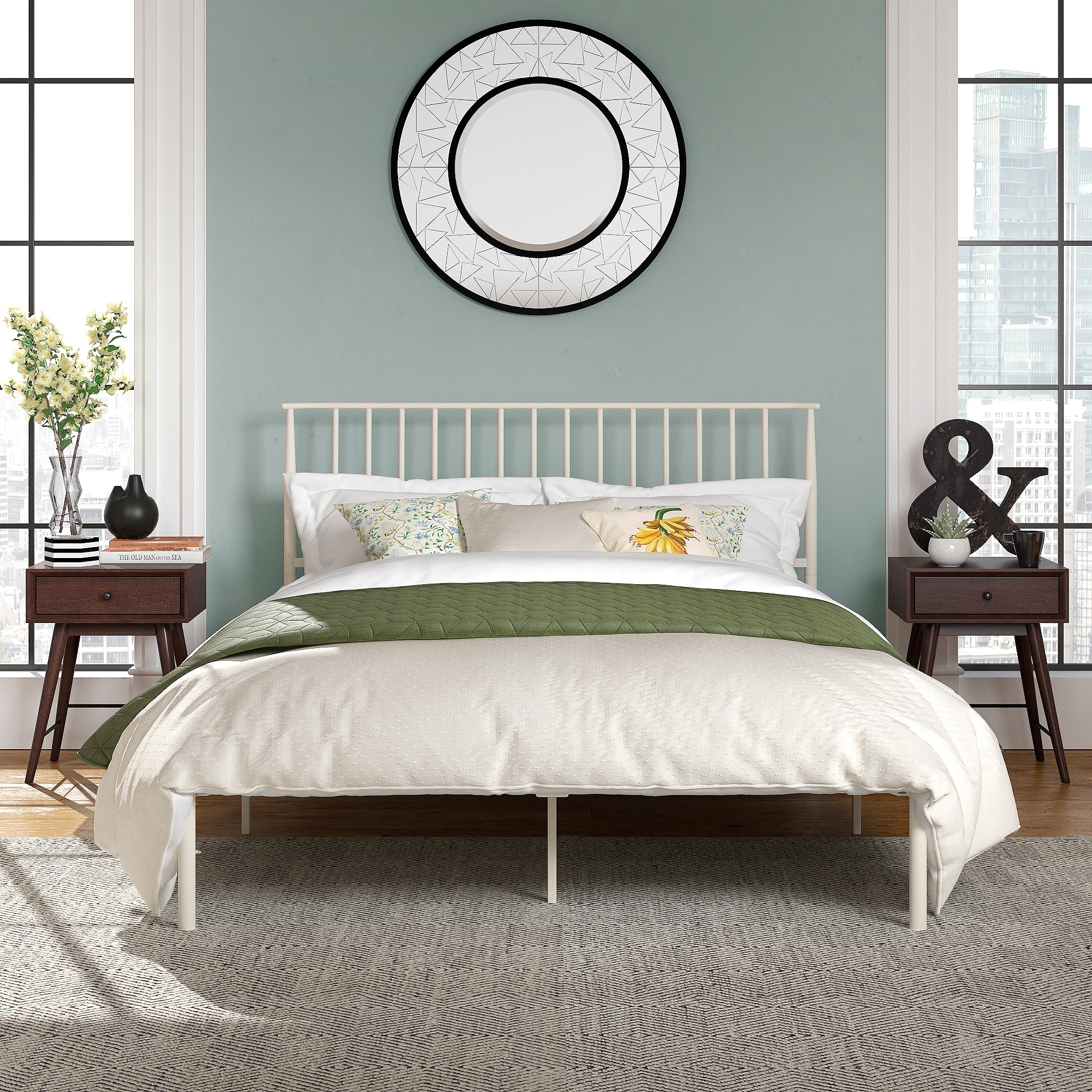 Bliss Metal Platform Bed with Curved Metal Headboard by iQ