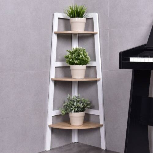 Shop Costway 3 Tier Wood Corner Bookcase Shelf Ladder Wall Shelf Bookshelf Display Stand As Pic Overstock 17950501