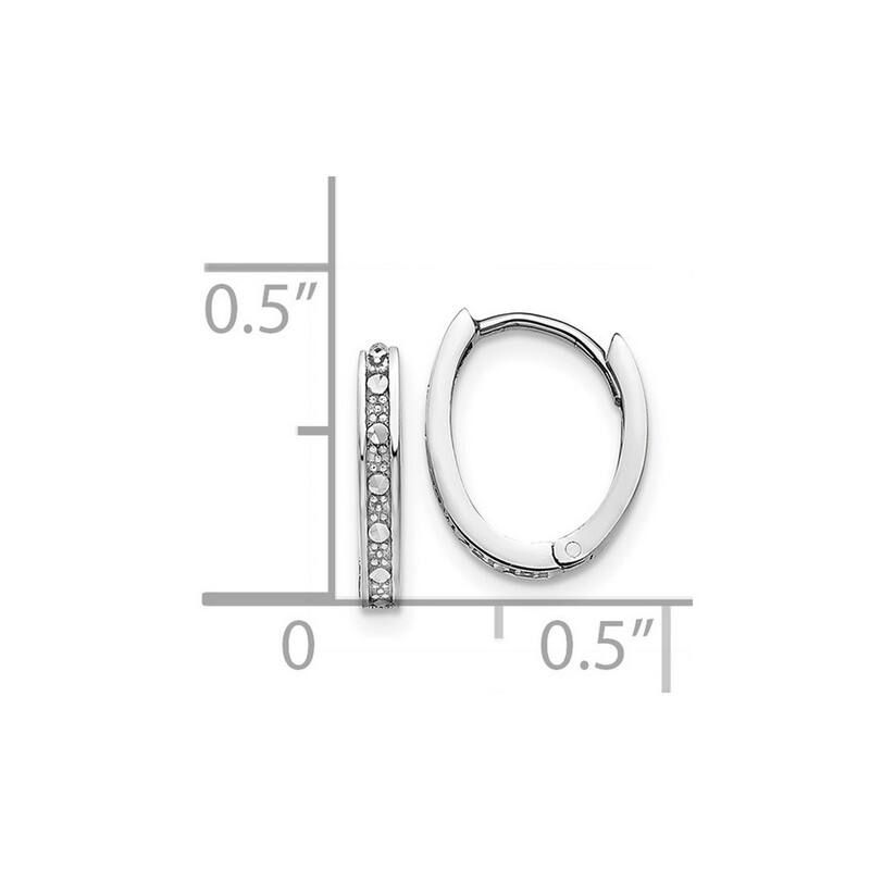 Curata 14k White Gold 12x2mm Sparkle Cut Hinged Hoop Earrings
