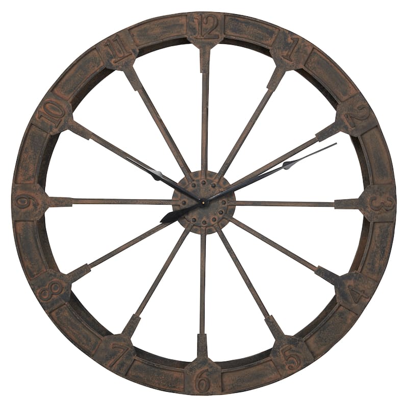 Brown Metal Wheel Decorative Wall Clock - 48 x 5 x 48 Round