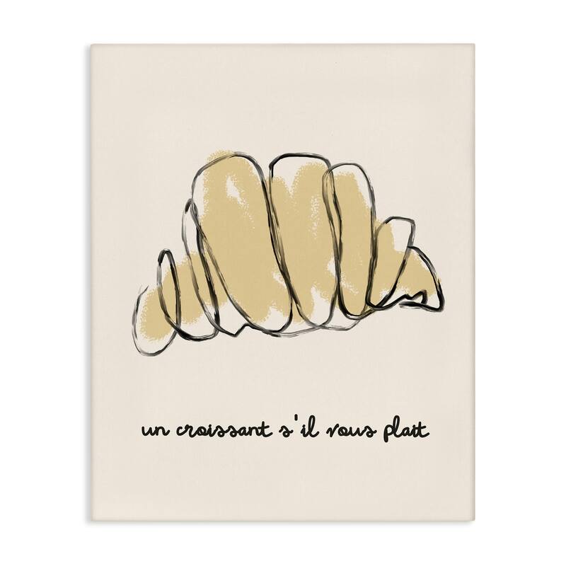 Stupell Modern French Phrase Croissant Canvas Wall Art Design By Lil' Rue - 30 x 40
