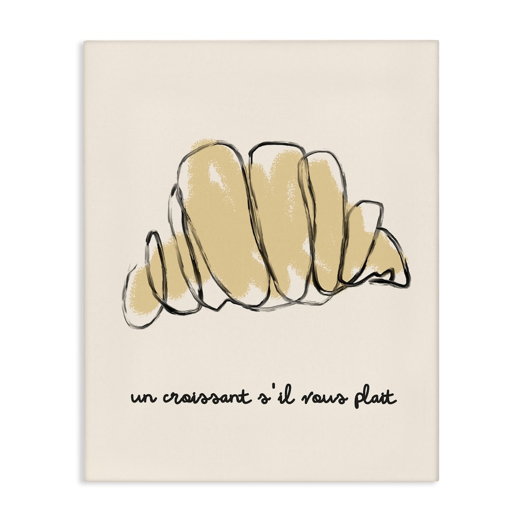 Stupell Modern French Phrase Croissant Canvas Wall Art Design By Lil' Rue