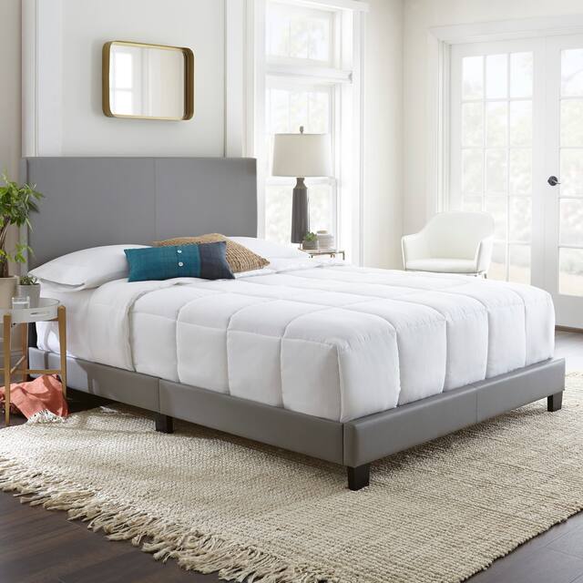 Boyd Sleep Zander Faux Leather Upholstered Bed Frame - Grey - Twin