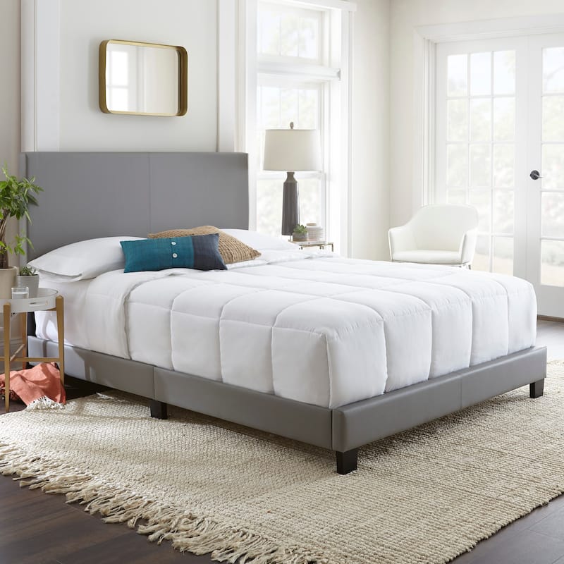 Boyd Sleep Florence Faux Leather Upholstered Bed Frame with Headboard - Grey - Queen