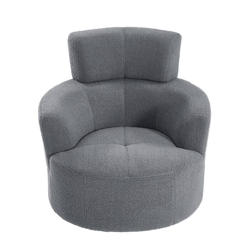 Swivel Chair Accent Chair Barrel Chair with Cushioned Seat, Round Sofa Chair with Adjustable Headrest