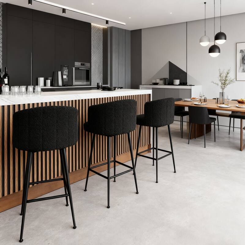 27.2" Swivel Upholstered Bar & Counter Stool with Back and Metal Frame - 37" H X 19.7"W X 18.7" D