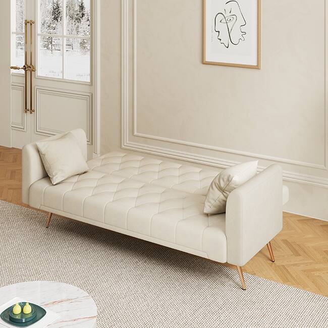 71" Velvet Green Gray Double Sofa Bed