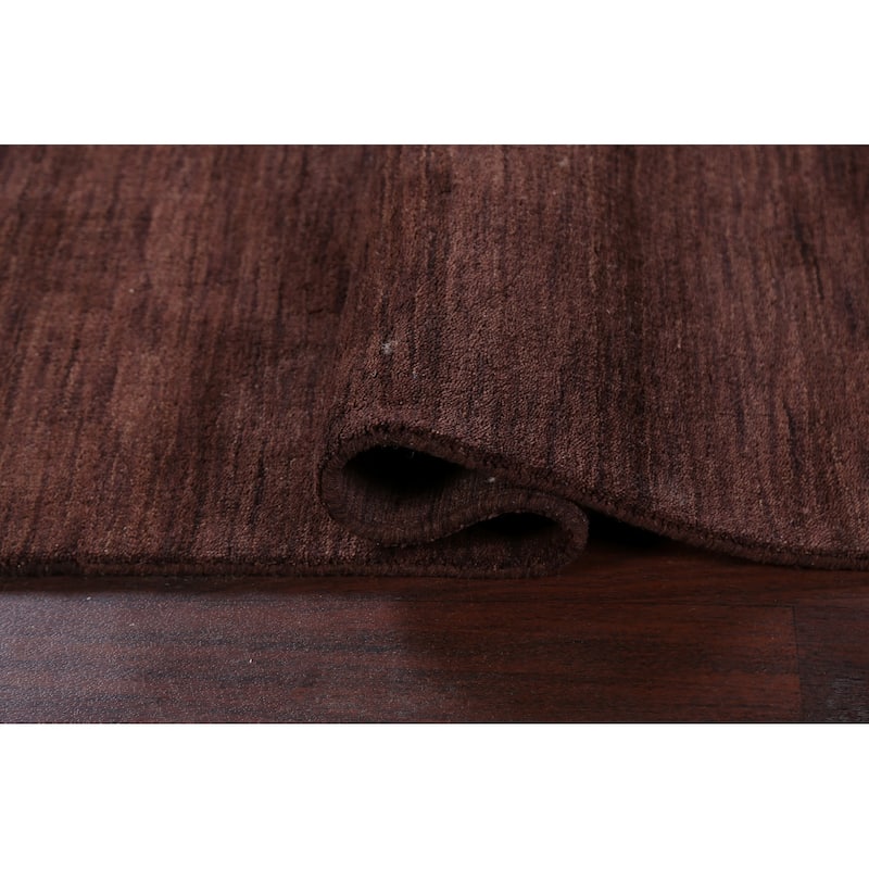 Contemporary Solid Gabbeh Oriental Runner Rug Hand-knotted Wool Carpet - 2'9" x 9'10"