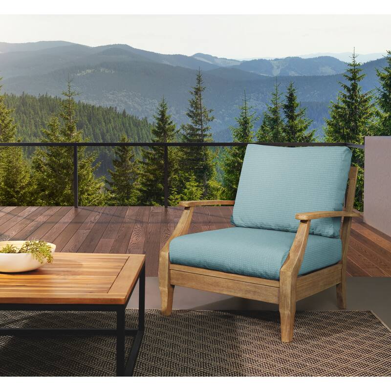 Sorra Home Outdura Outdoor Round Front Deep Seating Cushion Set - ETC Aqua - 23 in W x 25 in D x 5 in H