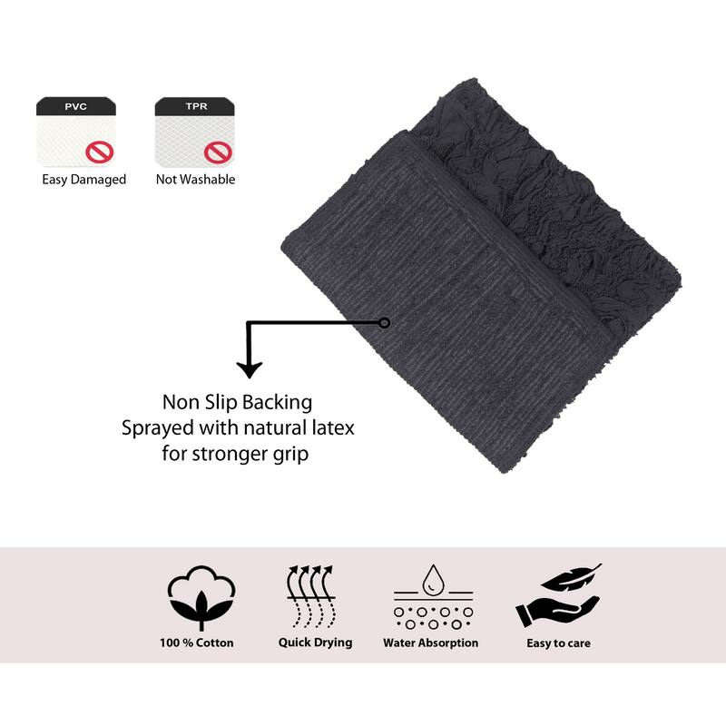 Home Weavers Modesto Collection 100% Cotton Bath Rug, Non-Slip Bath Rug, Extra Soft, Machine Wash, 4 Pcs Set with Runner