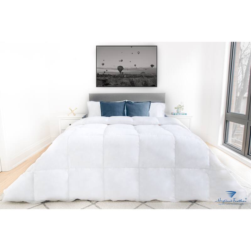 Highland Feather 600 Loft White Down Limoges Duvet/Comforter Summer/ All Season Fill 289TC Casing with Corner Ties