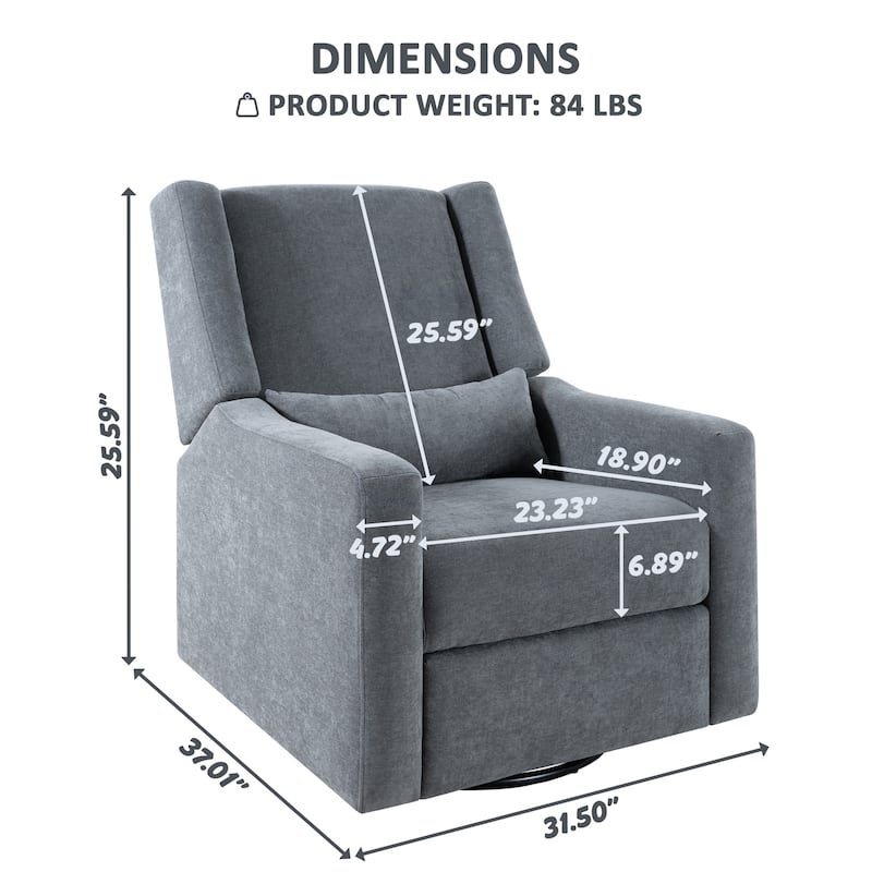 Upholstered Swivel Glider Recliner Chair with USB & Lumbar Support