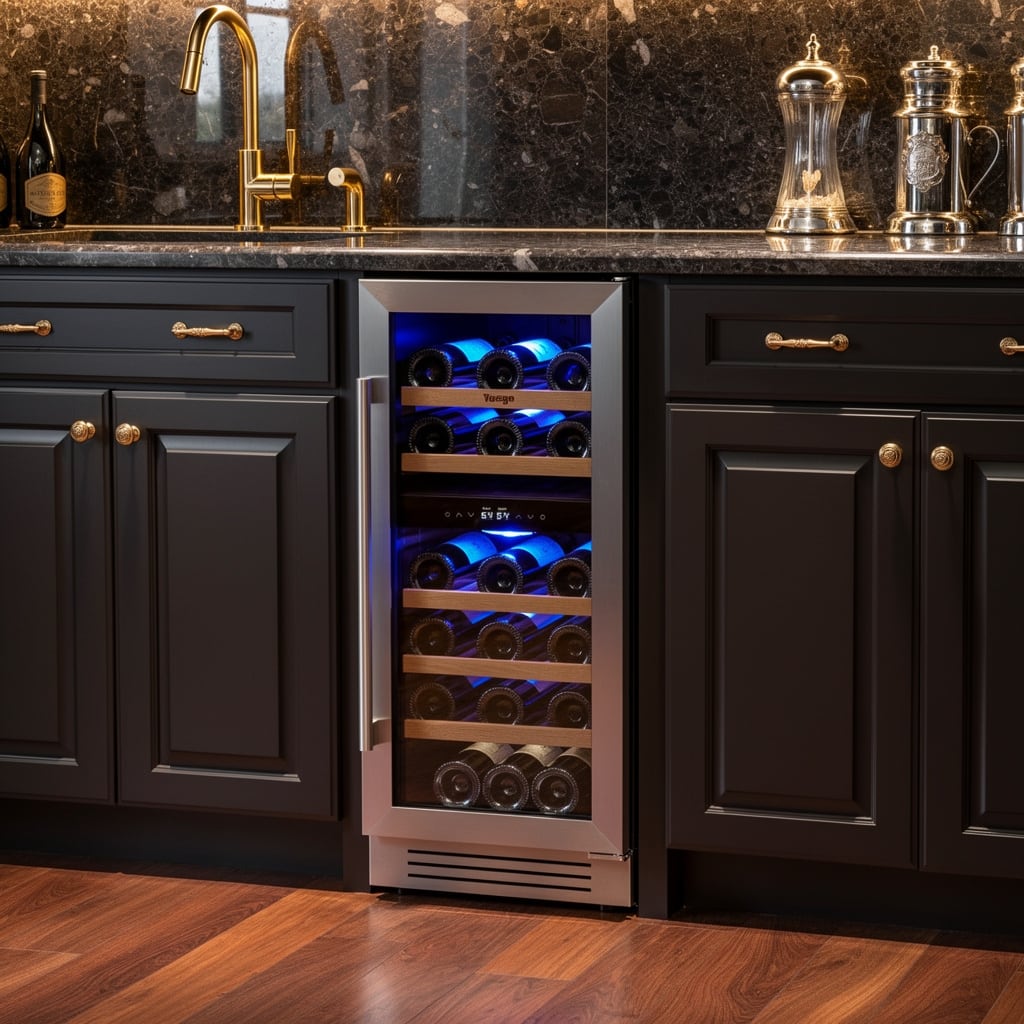 HomeRoots 34" X 15" Silver Stainless Steel Dual Compartment Wine Refrigerator