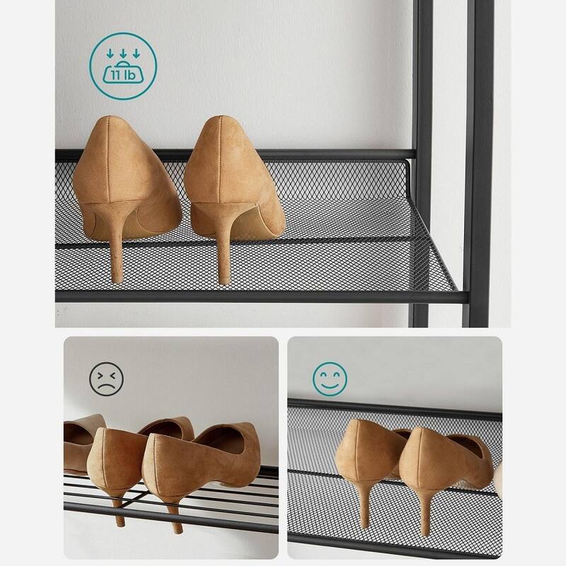 Tall 12-Tier Shoe Rack with Adjustable Shelves and Heavy-Duty Steel Frame for Boots Heels Sneakers - 12.1''D x 36.4''W x 86.6''H